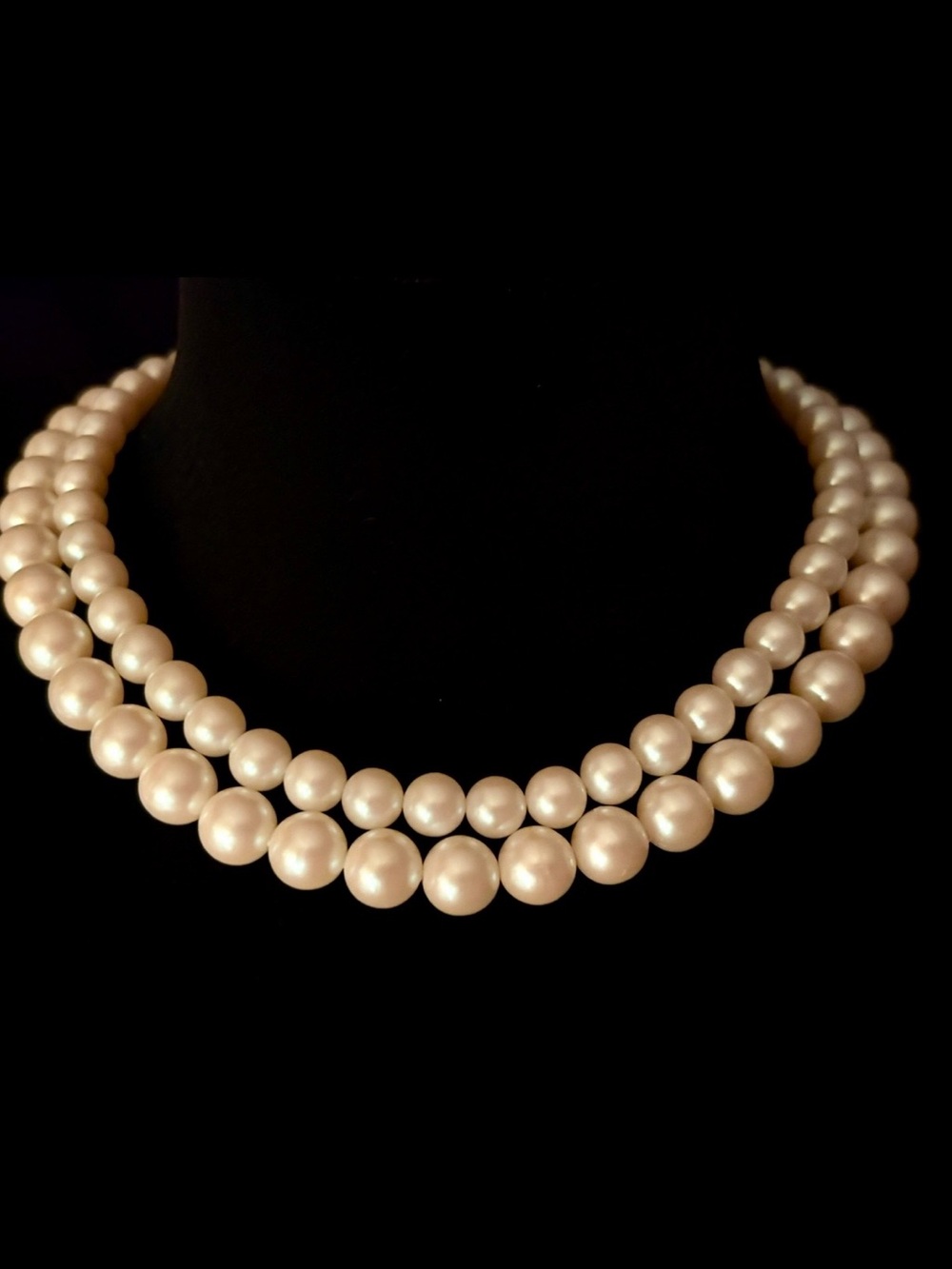 New Genuine Double Strand Ivory Pearl Necklace Made in Japan